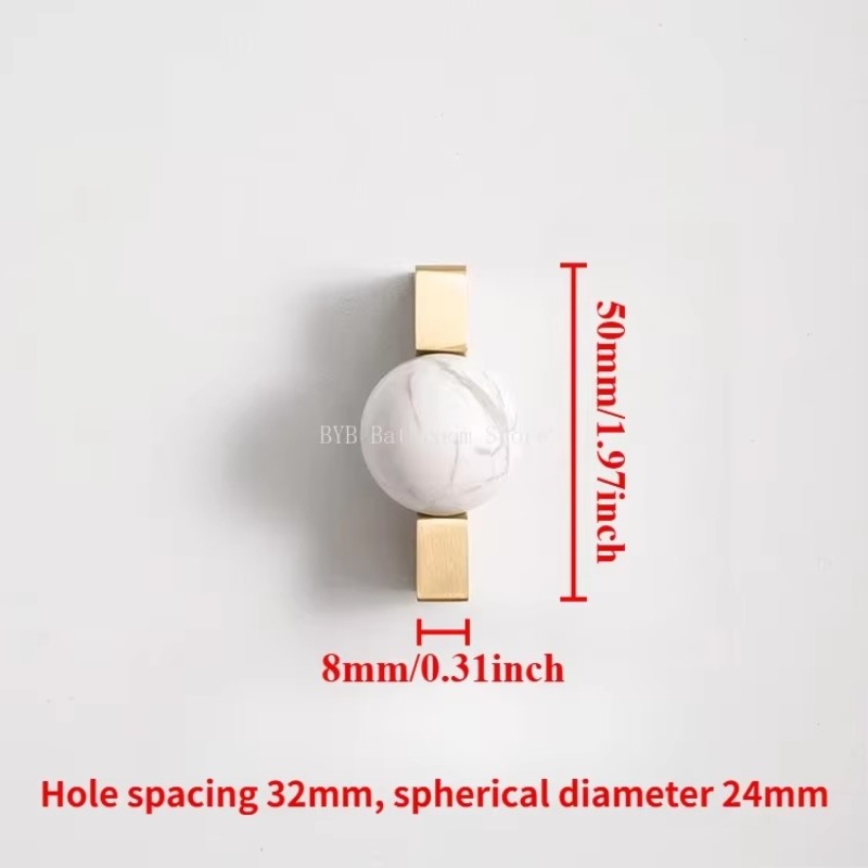 Furniture Hardware Drop Pulls - Bola de cristal blanca + tiradores